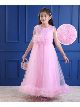 Mark & Mia - Sleeveless Party Dress With Floral Corsage and Ruffle - Pink