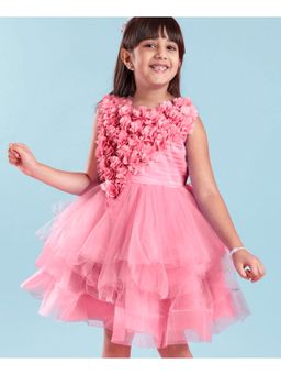 Mark & Mia - Sleeveless Party Dress With Floral Applique - Pink