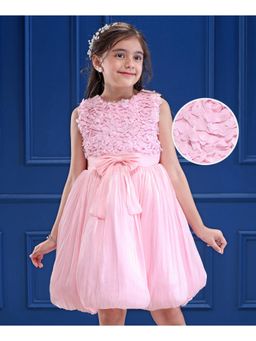 Mark & Mia - Sleeveless Party Dress With Floral and Bow Applique - Pink