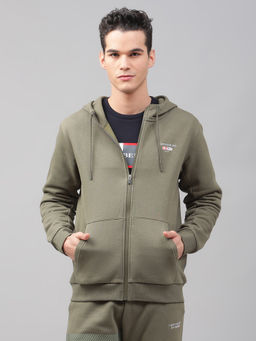 LINDBERGH - Dusty Olive Solid Hooded Sweatshirt