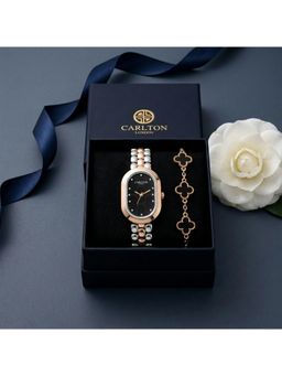 Carlton London - Women Cecil Watch & Black Leaf Bracelet - CLPLG133 (M)
