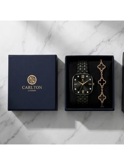 Carlton London - Women Chelsea Watch & Black Leaf Bracelet - CLPLG136 (M)