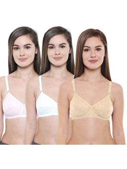 Bodycare - Pack of 3 Premium Perfect Coverage Bra In Pink-Skin & White Colour