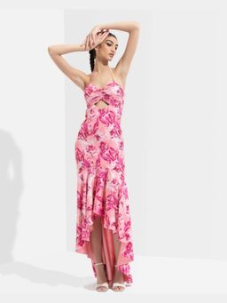 MANDIRA WIRK - Sakura Printed Sati High Low Dress