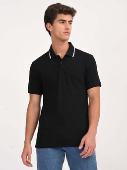 Levi's - Men's Solid Black Slim Fit Polo T-Shirt