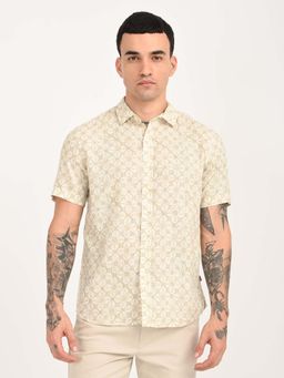 Levi's - Men's Floral Beige Slim Fit Shirt