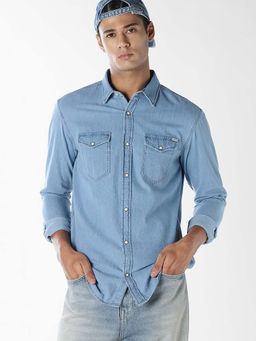 Jack & Jones - Men's Blue Full Sleeves Denim Shirt