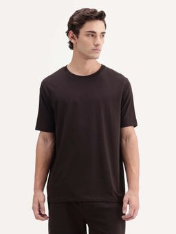 Rare Rabbit - Brown Solid Crew Neck Plain T-Shirt