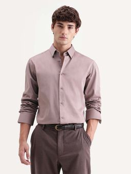 Rare Rabbit - Men's Como-Aw26 Dusky Pink Cotton Blend Spread Collar Regular Plain Shirt