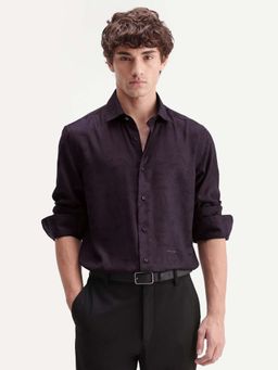 Rare Rabbit - Men's Paso Dark Purple Polyester Blend Regular Fit Paisley Print Shirt