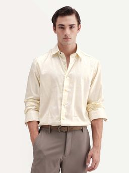 Rare Rabbit - Men's Nomo Off White Polyester Blend Regular Fit Jacquard Shirt