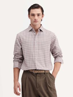 Rare Rabbit - Men's Amor Dusky Purple Cotton Fabric Regular Fit Checked Shirt