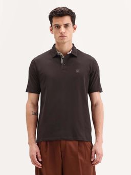 Rare Rabbit - Men's Dark Purple Cotton Plain Half Sleeve Polo T-Shirt