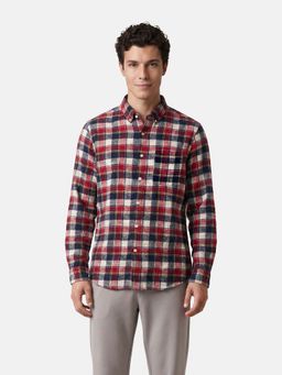 The Bear House - Men's Cotton Checked Slim Fit Flannel Shirt