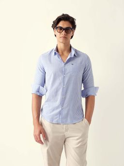 The Bear House - Men's Cotton Striped Slim Fit Casual Shirt