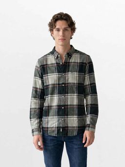 The Bear House - Men's Cotton Checked Slim Fit Flannel Shirt