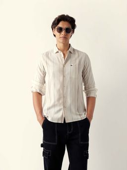 The Bear House - Men's Cotton Striped Slim Fit Casual Shirt