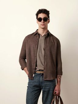 The Bear House - Men's Textured Slim Fit Casual Shirt