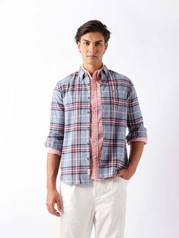 The Bear House - Men's Cotton Checked Slim Fit Casual Shirt