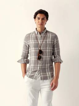 The Bear House - Men's Cotton Checked Slim Fit Casual Shirt