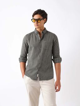 The Bear House - Men's Cotton Striped Slim Fit Casual Shirt