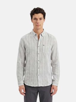 The Bear House - Men's Cotton Striped Slim Fit Casual Shirt