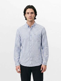 The Bear House - Men's Cotton Striped Slim Fit Casual Shirt