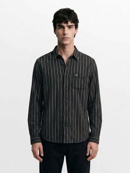 The Bear House - Men's Cotton Woven Striped Slim Fit Casual Shirt