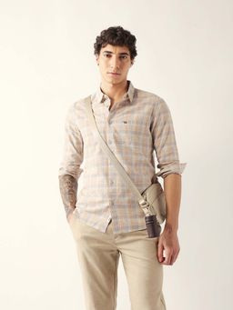 The Bear House - Men's Cotton Checked Slim Fit Casual Shirt