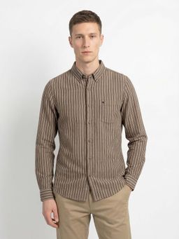 The Bear House - Men's Cotton Striped Slim Fit Casual Shirt