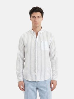 The Bear House - Men's Cotton Striped Slim Fit Casual Shirt