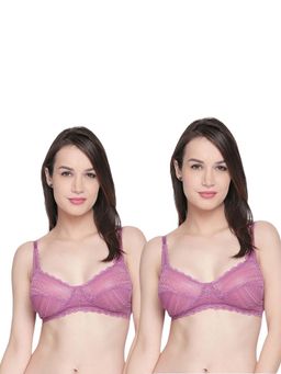 bodyline - Maxtouch Purple Double Layered Non Wired Adjustable Straps - Breathable Bra (Pack of 2)