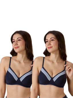 bodyline - Valentine Wire-Free, Seamless Full Coverage T-Shirt Bra Navy Blue (Pack of 2)