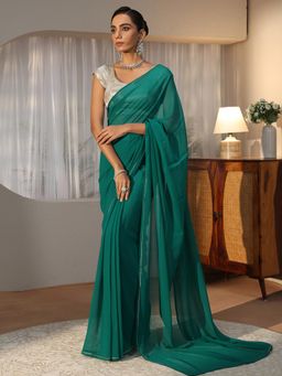Libas - Green Solid Pre-Draped Saree