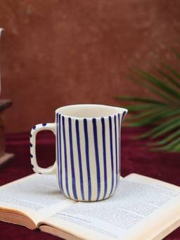 WEAVING HOMES - Blue Striped Jug 500ml | Microwave & Dishwasher Safe