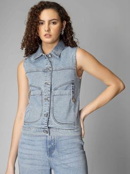 COSMIC TRIO - Blue Washed Denim Jacket