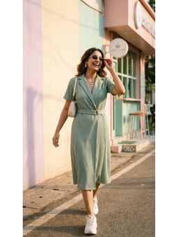 Polago Clothing - Sage Green Belted Dress with Belt