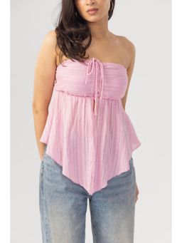 PAST MODERN - Pink Front Slit Halter Top