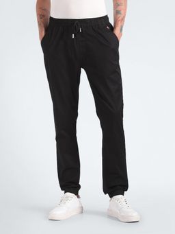Tommy Hilfiger - Black Slim Fit Solid Mid Rise Joggers