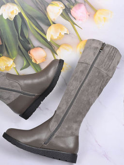 Ronnie Grey - Women Grey Solid High-Top Boots
