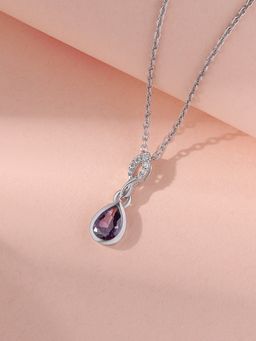 Ornate Jewels - 925 Silver 0.8 Carat Purple Amethyst Solitaire Pendant With Chain For Women & Girls