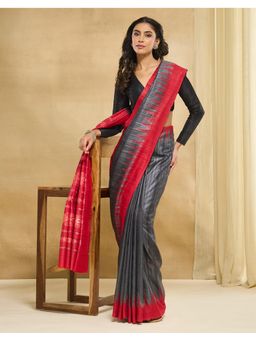 Fabindia - Grey Silk Blend Ikat Saree
