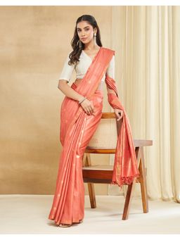 Fabindia - Orange Silk Blend Saree