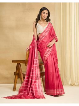 Fabindia - Red Silk Blend Saree
