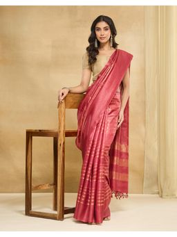 Fabindia - Maroon Silk Blend Saree
