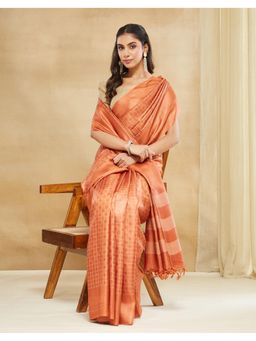 Fabindia - Rust Silk Blend Saree