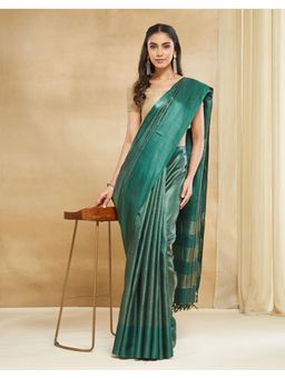 Fabindia - Green Silk Blend Casual Saree