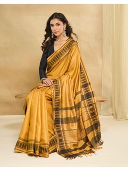 Fabindia - Mustard Silk Blend Saree