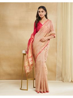 Fabindia - Gold Cotton Silk Blend Maheshwari Saree