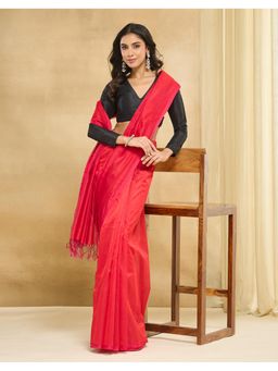 Fabindia - Red Cotton Silk Maheshwari Saree